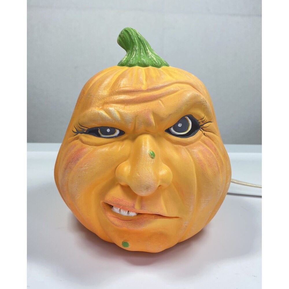 Vintage Scioto Ceramic Halloween Pumpkin Jack ‘O’ Lantern Creepy Mad Wart Face